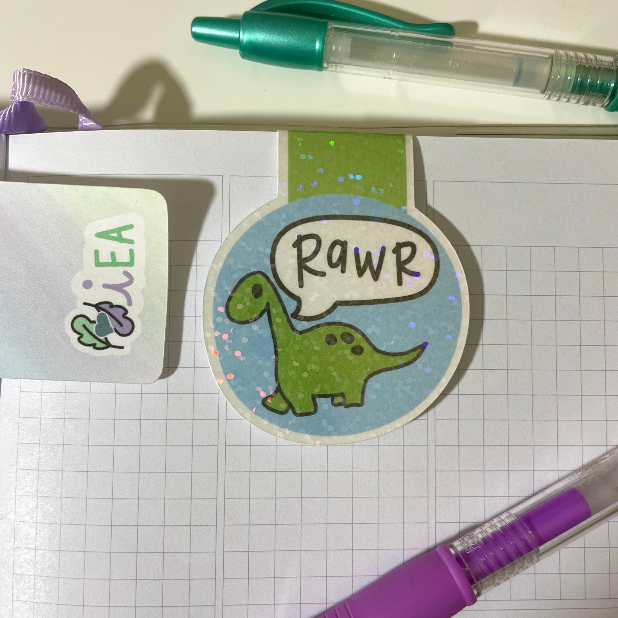 Rawr Dino Magnetic Bookmark ~ Hand Drawn Reading Deco ~ Planner/Book Accessories