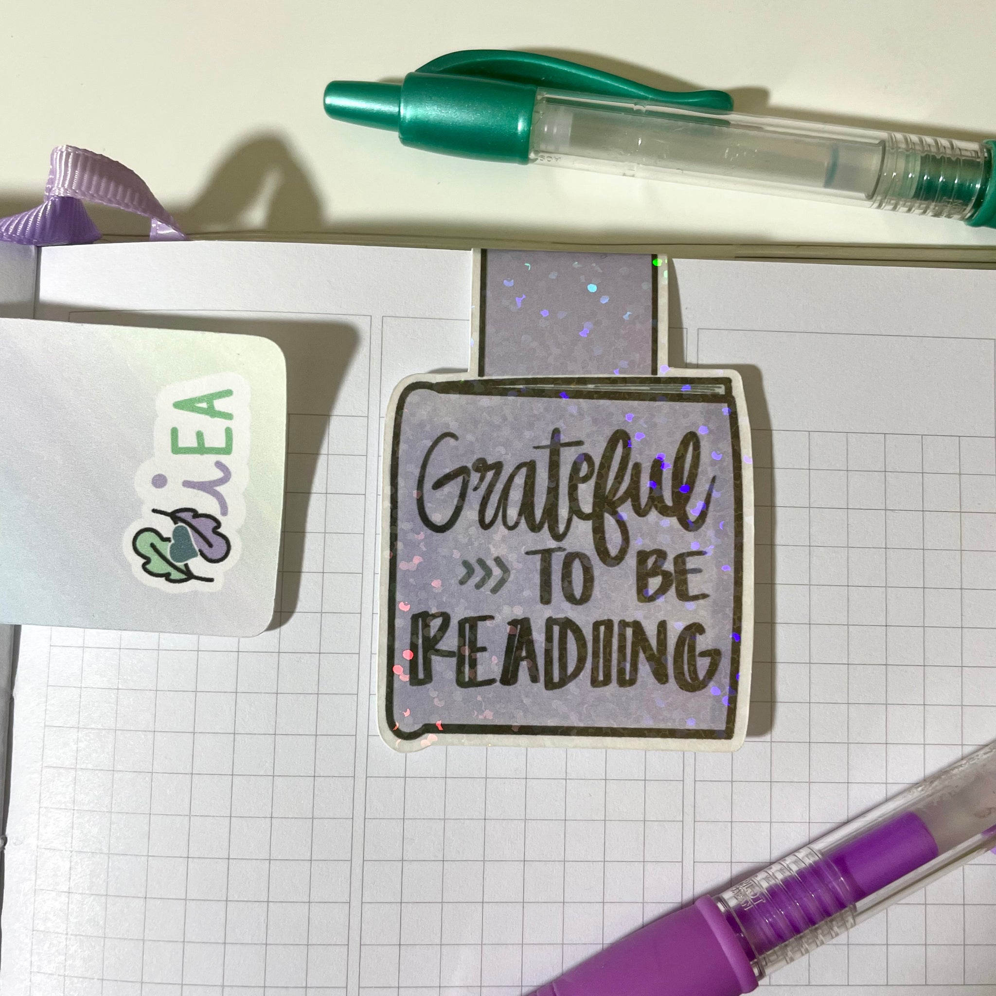 Grateful to be Reading Book Magnetic Bookmark ~ Hand Drawn Reading Deco ~ Planner/Book Accessories