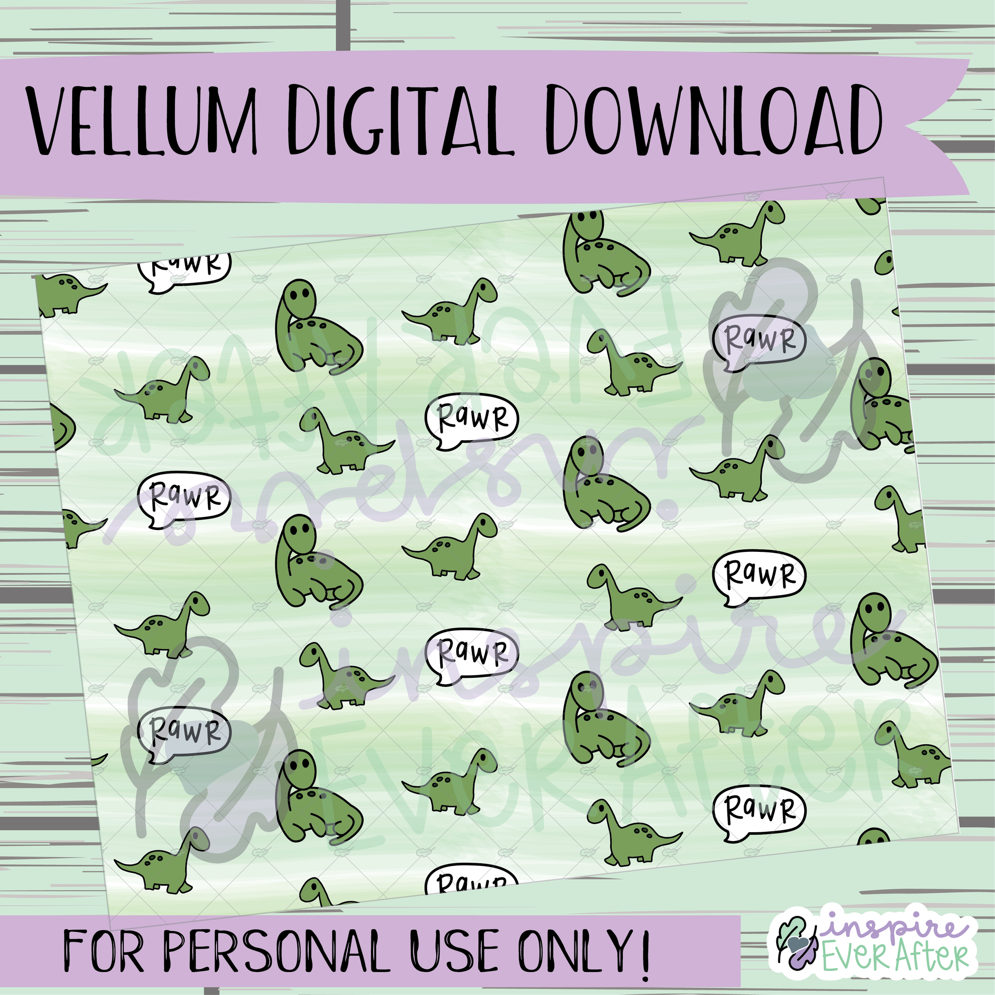 Dino Vellum ~ Digital Download ~ Hand Drawn Digitals