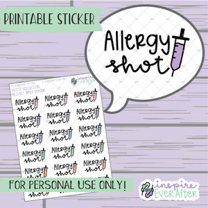 Allergy Shot Doodle - Printable Stickers - Hand drawn Health Deco Planner Stickers