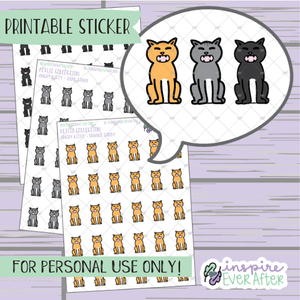 Angry Cat ~ Choose Your Cat! - Printable Stickers - Hand drawn Pet Doodle Deco Planner Stickers