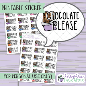 Chocolate Please ~ Choose Your Wrapper! - Printable Stickers - Hand drawn Food Doodle Deco Planner Stickers