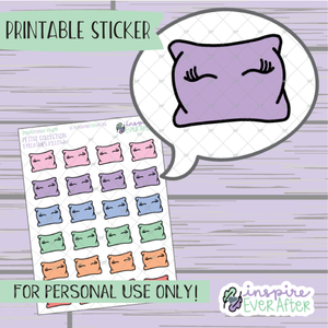 Eyelashes Pillow Doodle - Printable Stickers - Hand drawn Kawaii Sleep Deco Planner Stickers