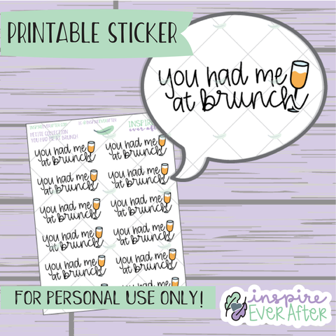 You Had Me at Brunch - Printable Stickers - Hand drawn Brunch Doodle Deco Planner Stickers