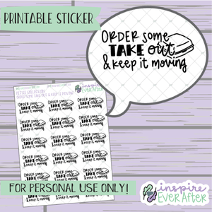 Order Some Takeout & Keep it Moving - Printable Stickers - Hand drawn Food Doodle Deco Planner Stickers