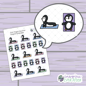 Penguin Doing Yoga ~ Hand Drawn Character Fitness Doodle ~ Petite Collection ~ Planner Stickers