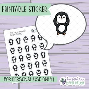 Penguin Stretching - Printable Stickers - Hand drawn Fitness Deco Planner Stickers