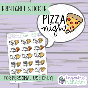 Pizza Night Doodle - Printable Stickers - Hand drawn Food Doodle Deco Planner Stickers