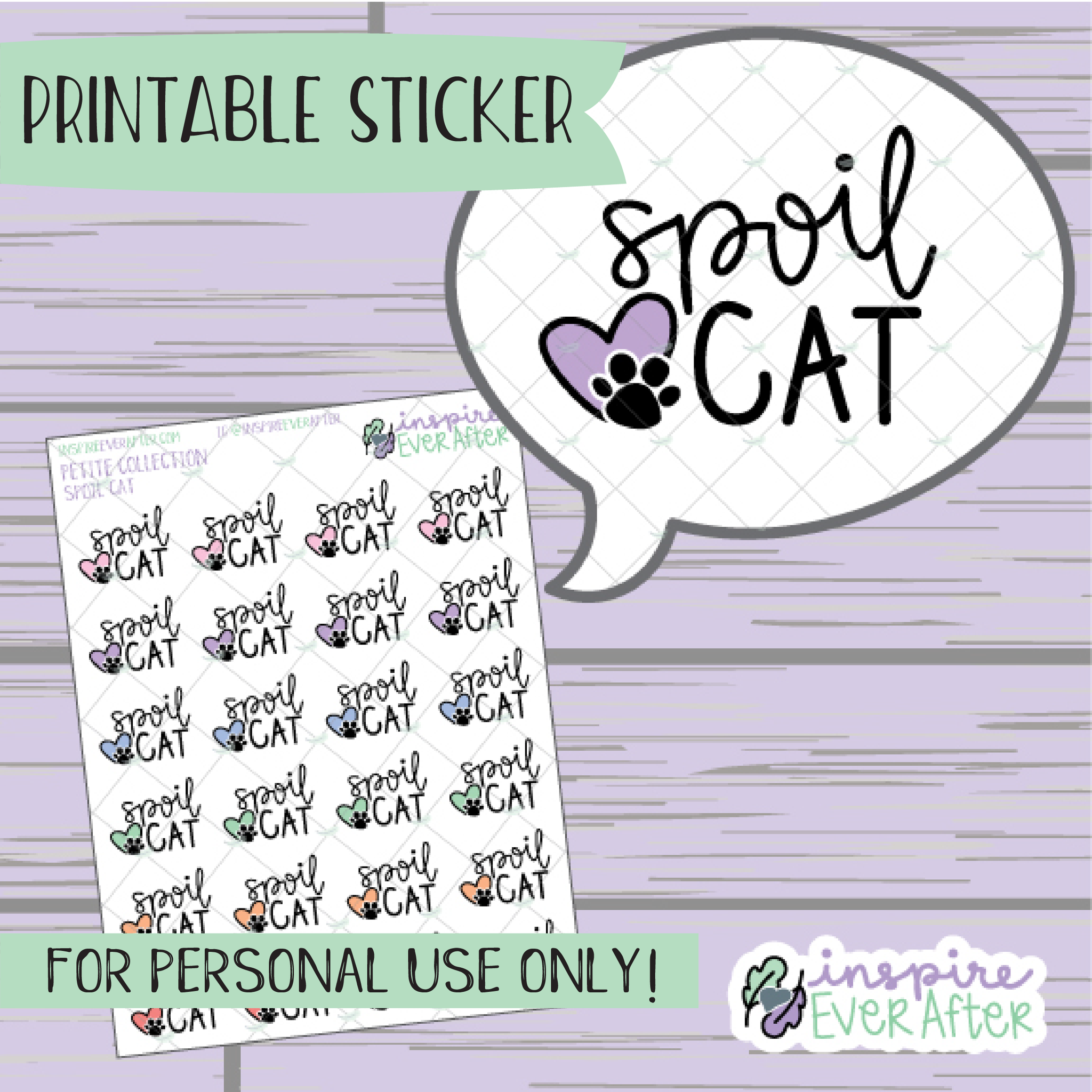 Spoil Cat - Printable Stickers - Hand drawn Pet Doodle Deco Planner Stickers