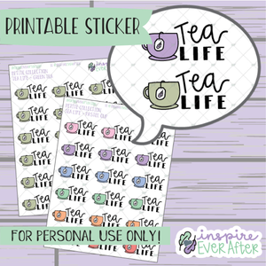 Tea Life Doodle ~ Choose Your Mug! - Printable Stickers - Hand drawn Beverage Deco Planner Stickers