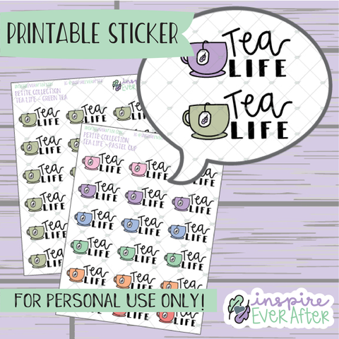 Tea Life Doodle ~ Choose Your Mug! - Printable Stickers - Hand drawn Beverage Deco Planner Stickers