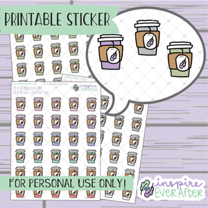 To Go Tea Cup Doodles ~ Choose your Cup! - Printable Stickers - Hand drawn Beverage Deco Planner Stickers