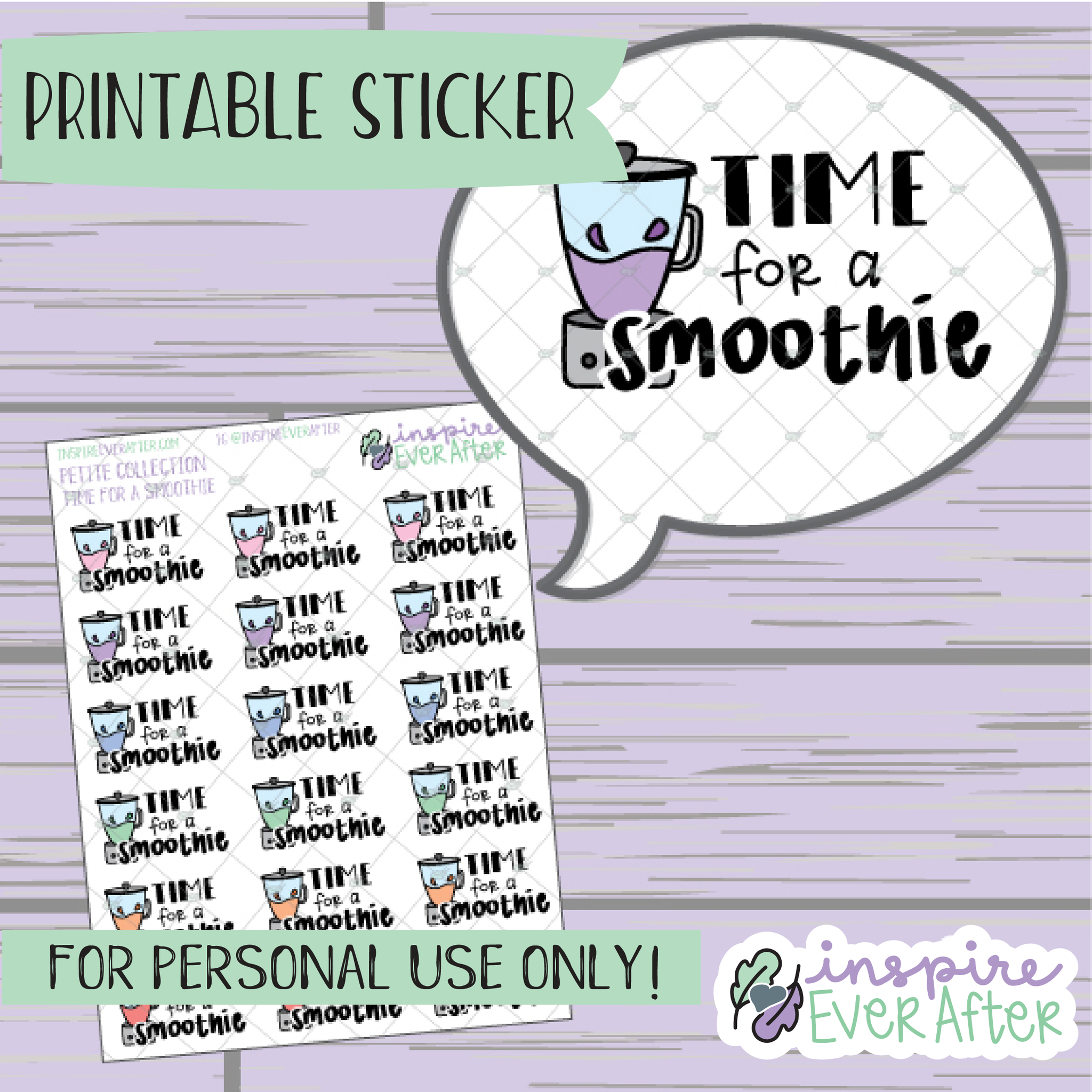 Time for a Smoothie - Printable Stickers - Hand drawn Beverage Doodle Deco Planner Stickers