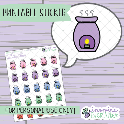 Wax Warmer Doodle - Printable Stickers - Hand drawn Scent Deco Planner Stickers