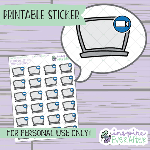 Zoom Computer Doodle - Printable Stickers - Hand drawn Work/ School Planner Stickers