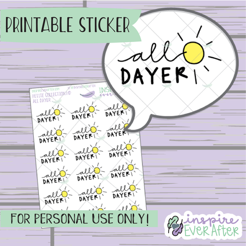 All Dayer Doodle - Printable Stickers - Hand drawn Work Deco Planner Stickers