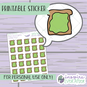 Avocado Toast - Printable Stickers - Hand drawn Food Doodle Deco Planner Stickers