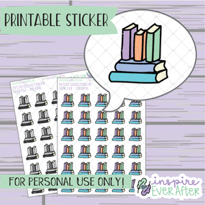 Book Pile Doodle ~ Choose Your Pile Colorway! - Printable Stickers - Hand drawn Reading Deco Planner Stickers