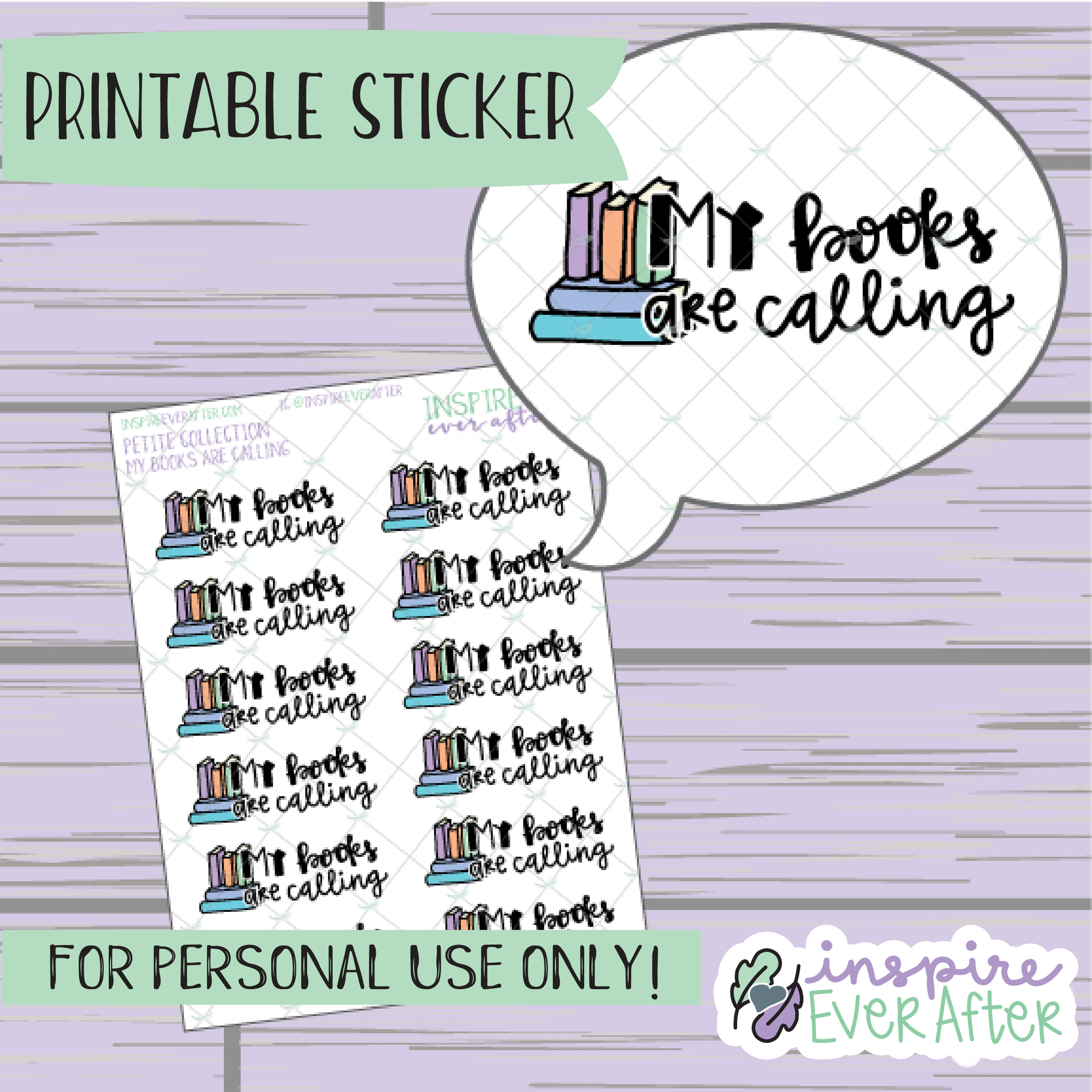 My Books are Calling Doodle - Printable Stickers - Hand drawn Reading Deco Planner Stickers