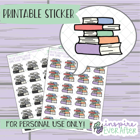 Book Stack ~ Choose Your Stack Colorway! - Printable Stickers - Hand drawn Reading Deco Planner Stickers