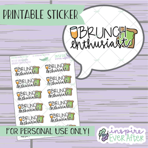 Brunch Enthusiast - Printable Stickers - Hand drawn Food Doodle Deco Planner Stickers