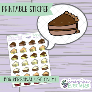 Assorted Cake Slices Doodle - Printable Stickers - Hand drawn Dessert Deco Planner Stickers