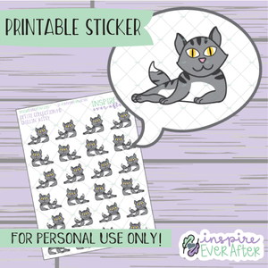 Chillin' Kitty Doodle - Printable Stickers - Hand drawn Pet Doodle Deco Planner Stickers