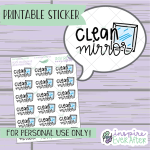 Clean Mirror Doodle - Printable Stickers - Hand drawn Cleaning/ Chores Planner Stickers