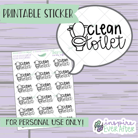 Clean Toilet Doodle - Printable Stickers - Hand drawn Cleaning/ Chores Planner Stickers