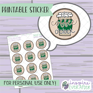 It's Coffee O'Clock: Hot Coffee - Printable Stickers - Hand drawn Beverage Deco Planner Stickers