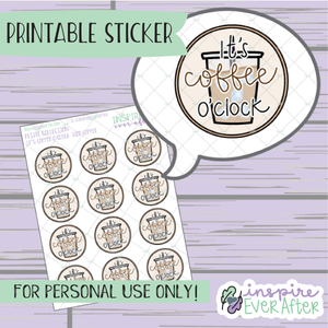 It's Coffee O'Clock: Iced Coffee Edition - Printable Stickers - Hand drawn Beverage Deco Planner Stickers