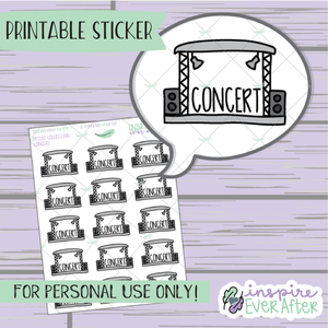 Concert Doodle - Printable Stickers - Hand drawn Fun Activity Deco Planner Stickers