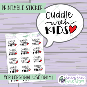 Cuddle With Kids - Printable Stickers - Hand drawn Family Time Deco Planner Stickers