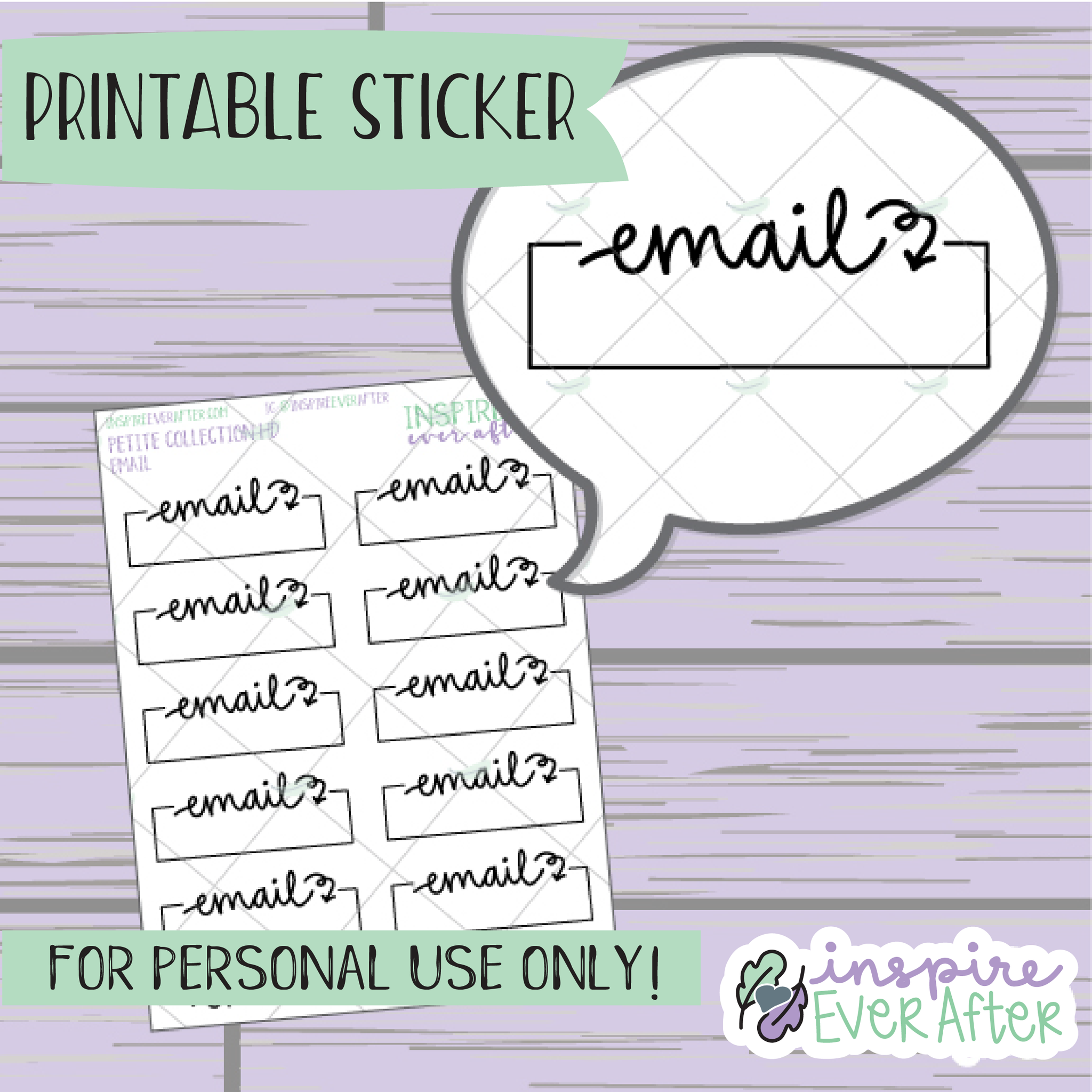 Email Script Box - Printable Stickers - Hand drawn Functional Work/ School Planner Stickers