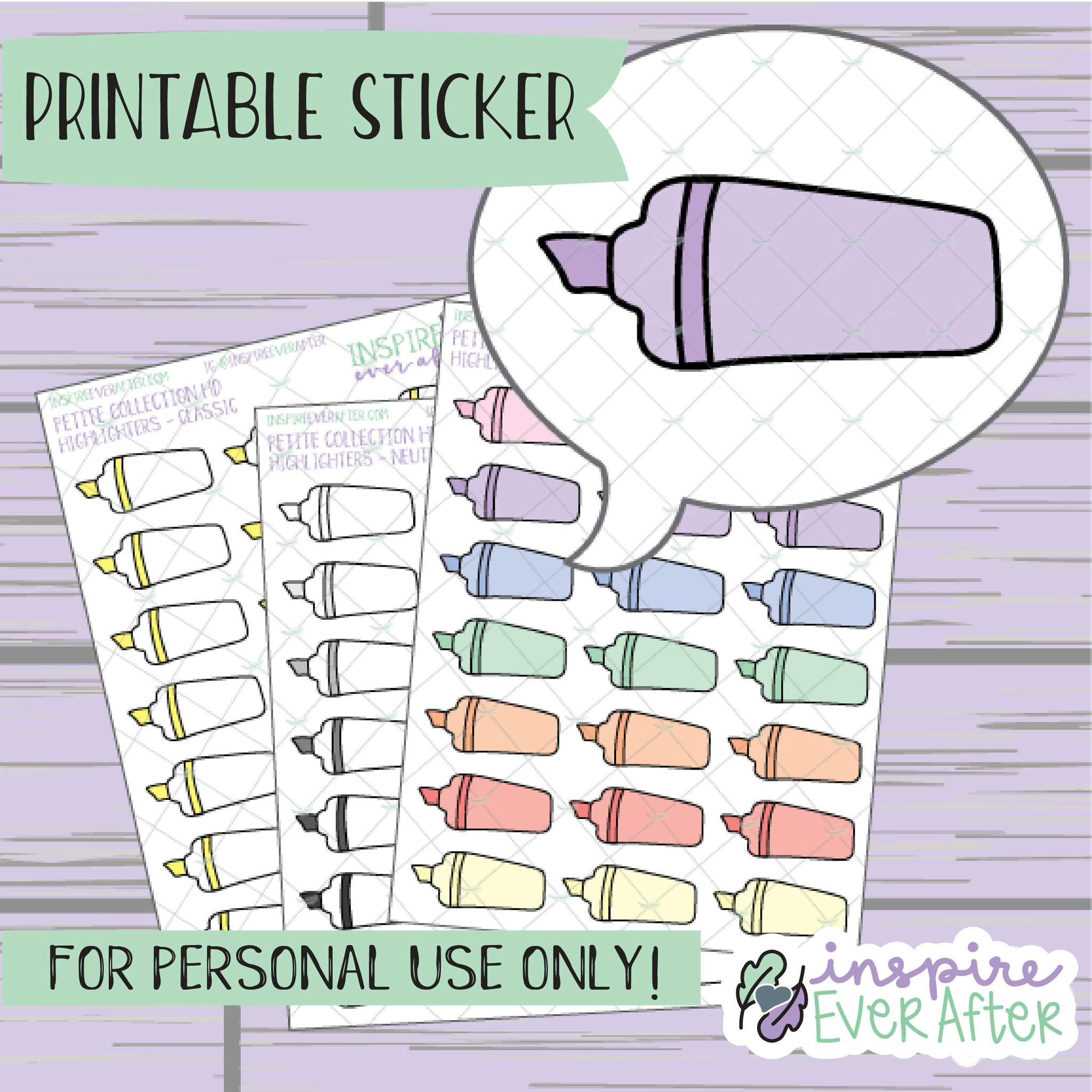 Highlighters ~ Choose Your Highlighter! - Printable Stickers - Hand drawn Functional School/ Work Deco Planner Stickers