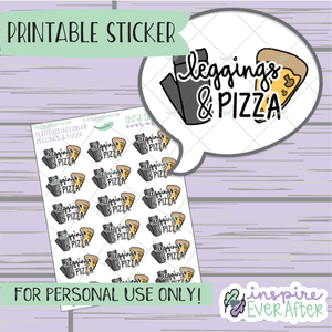 Leggings & Pizza Doodle - Printable Stickers - Hand drawn Food & Cozy Doodle Deco Planner Stickers