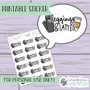 Leggings & Lattes Doodle - Printable Stickers - Hand drawn Coffee & Cozy Deco Planner Stickers