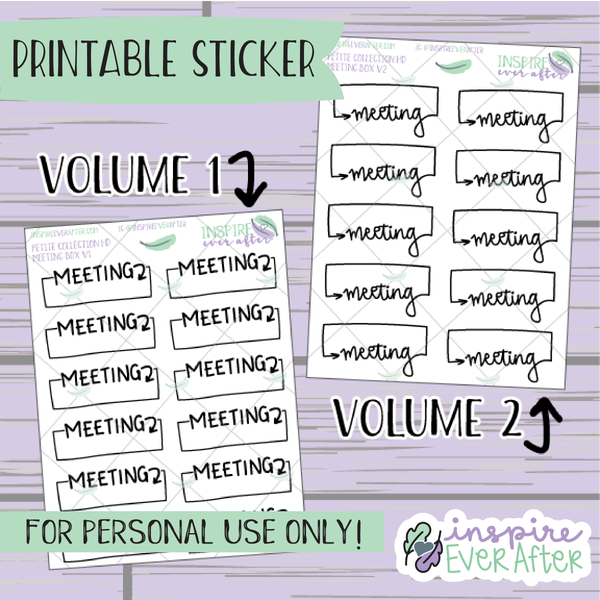 Meeting Box ~ Choose Your Box! - Printable Stickers - Hand drawn Work Functional Planner Stickers