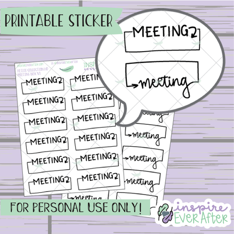 Meeting Box ~ Choose Your Box! - Printable Stickers - Hand drawn Work Functional Planner Stickers