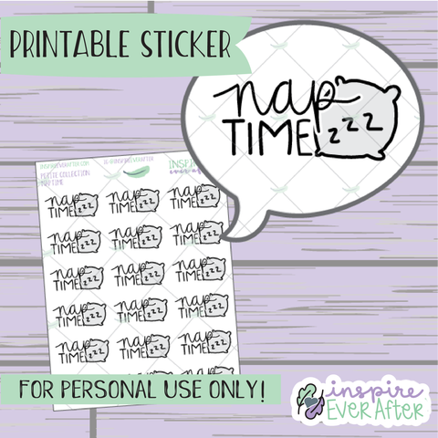 Nap Time Doodle - Printable Stickers - Hand drawn Self Care Deco Planner Stickers