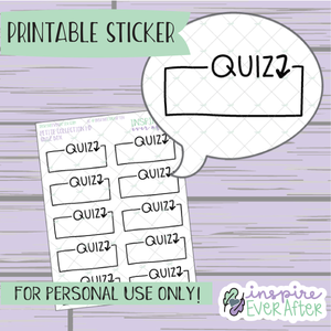 Quiz Script Box - Printable Stickers - Hand drawn Functional School Planner Stickers