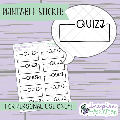 Quiz Script Box - Printable Stickers - Hand drawn Functional School Planner Stickers