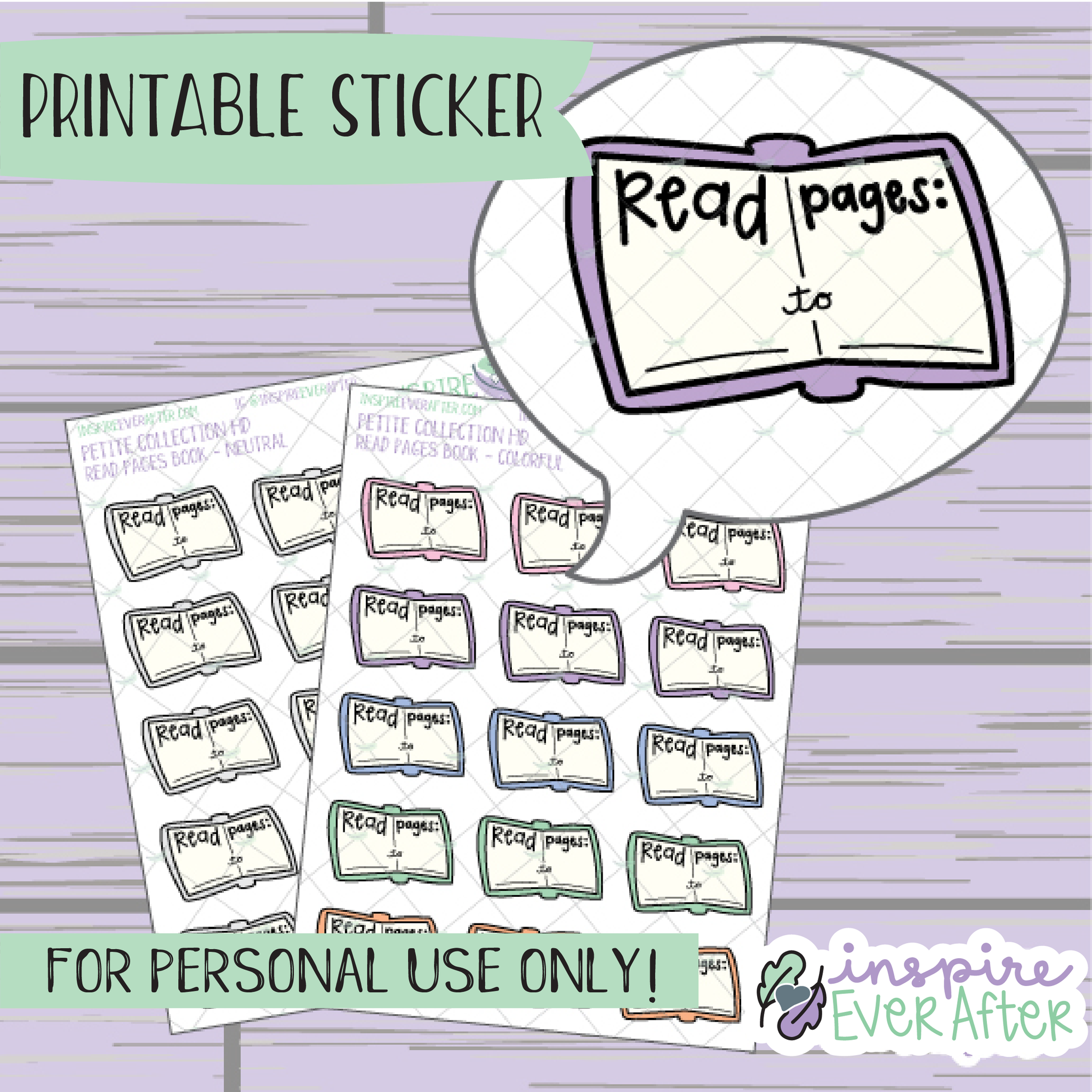 Read Pages Open Book Doodle ~ Choose Your Colorway! - Printable Stickers - Hand drawn Reading Deco Planner Stickers