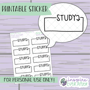 Study Script Box - Printable Stickers - Hand drawn Functional School Planner Stickers