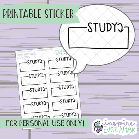 Study Script Box - Printable Stickers - Hand drawn Functional School Planner Stickers