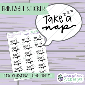 Take a Nap Doodle - Printable Stickers - Hand drawn Self Care Deco Planner Stickers