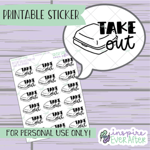 Takeout Doodle - Printable Stickers - Hand drawn Food Doodle Deco Planner Stickers