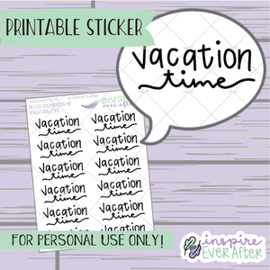 Vacation Time - Printable Stickers - Hand drawn Self Care Script Planner Stickers