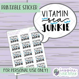 Vitamin Sea Junkie - Printable Stickers - Hand drawn Beach Deco Planner Stickers