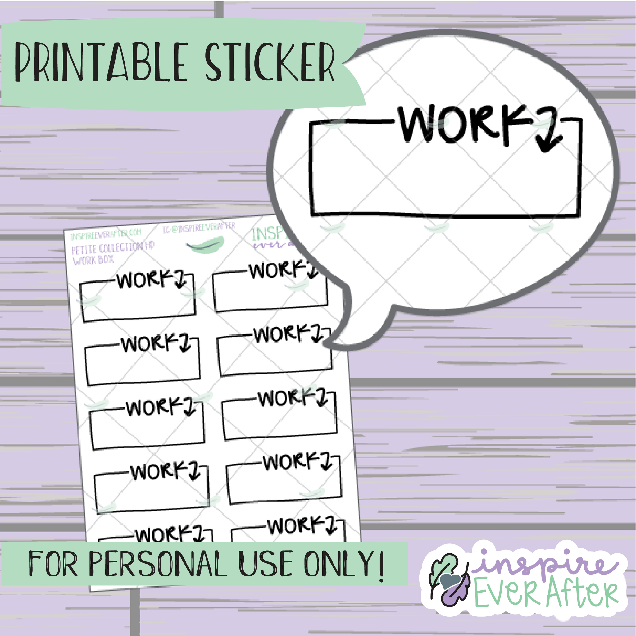 Work Script Box - Printable Stickers - Hand drawn Functional Work/ School Planner Stickers